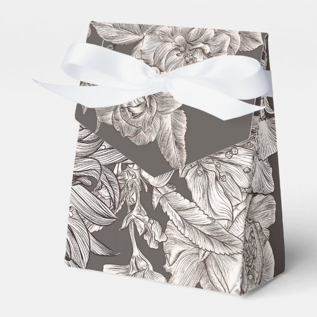 Vintage Blommigt Modern Elfenbenskusten och Grått  Presentaskar (Framsidan Sidan)