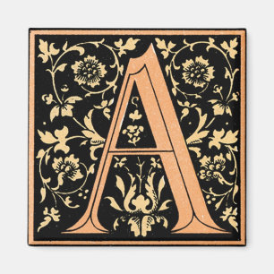 Vintage Blommigt Monogram "A" - Magnet
