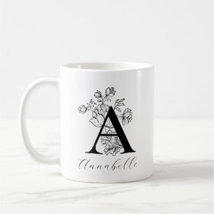 Vintage Blommigt Monogram Brev A Kaffemugg