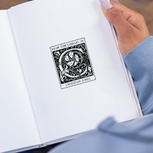 Vintage Blommigt Monogram Brev C från Bibliotek Stämpel
