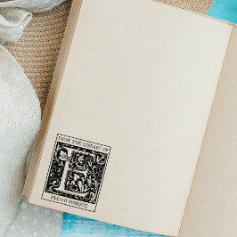 Vintage Blommigt Monogram Brev E från Bibliotek Stämpel