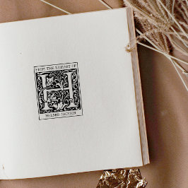 Vintage Blommigt Monogram Brev H från Bibliotek Stämpel