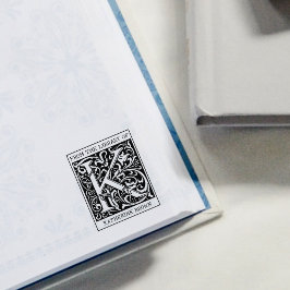Vintage Blommigt Monogram Brev K från Bibliotek Stämpel