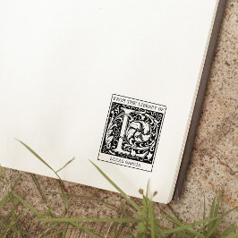 Vintage Blommigt Monogram Brev L från Bibliotek Stämpel