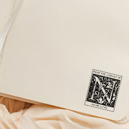 Vintage Blommigt Monogram Brev N från Bibliotek Stämpel