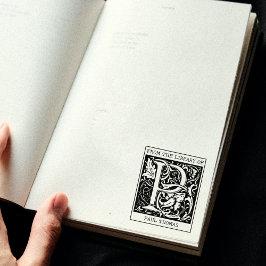 Vintage Blommigt Monogram Brev P från Bibliotek Stämpel