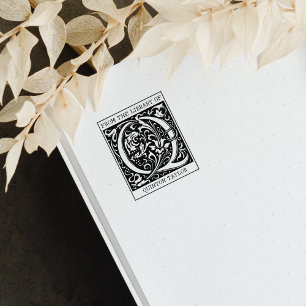 Vintage Blommigt Monogram Brev Q från Bibliotek Stämpel