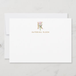 Vintage Blommigt Monogram Guld Brev K-anteckningsk Anteckningskort
