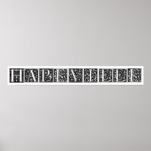 Vintage Blommigt Monogram Poster