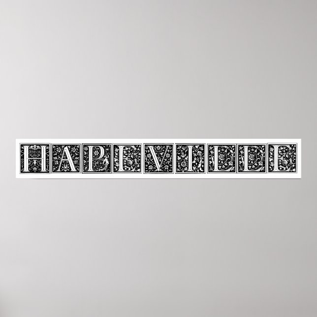 Vintage Blommigt Monogram Poster (Framsidan)