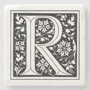 Vintage Blommigt Monogram "R" Underlägg Sten