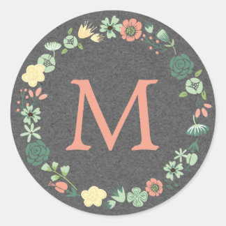 VINTAGE BLOMMIGT MONOGRAM RUNT KLISTERMÄRKE