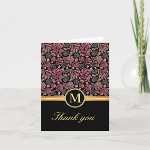 Vintage Blommigt Monogram - tackkort