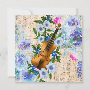 Vintage Blommigt Music Violin