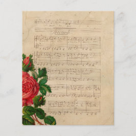 Vintage blommigt musik noter röd ros
