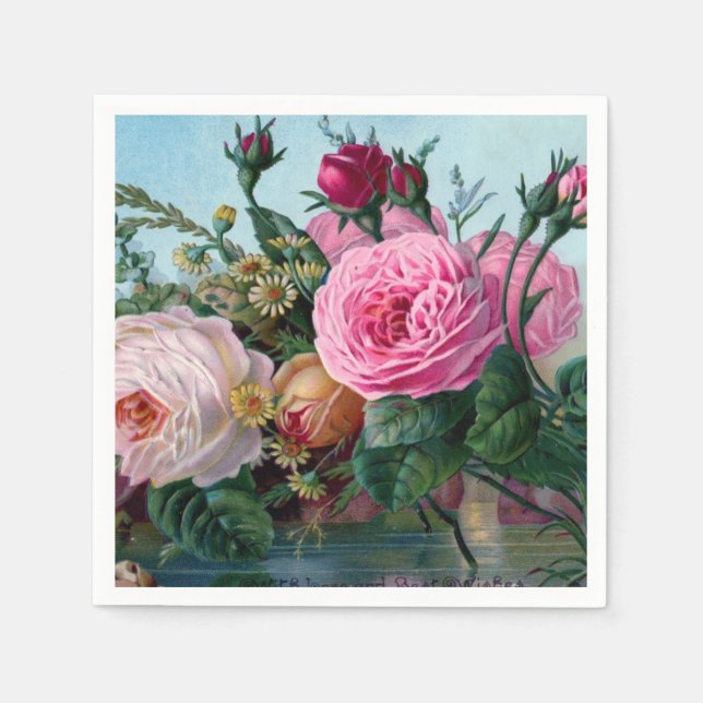 Vintage Blommigt Napkin Pappersservett (Framsidan)