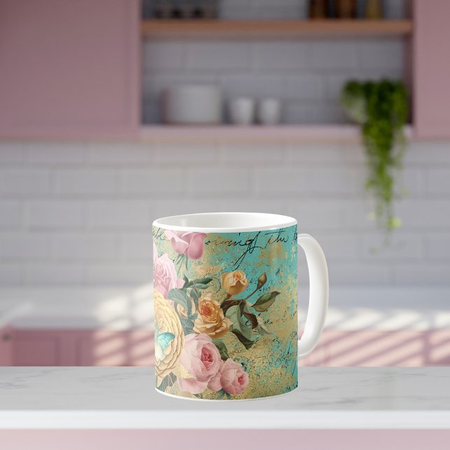Vintage Blommigt och Butterfly Bouquet Kaffemugg (Skapare uppladdad)