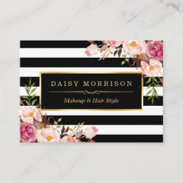 Vintage Blommigt Omslagning runt svartvit Rand Visitkort