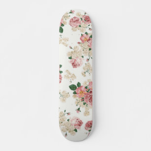 Vintage Blommigt på vitt Mini Skateboard Bräda 18,5 Cm