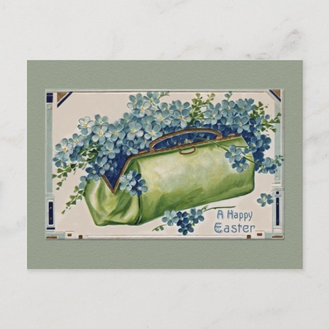 Vintage Blommigt Påsk Helg Vykort (Framsida)