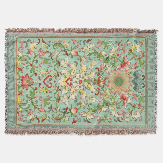 Vintage Blommigt Passion Flower Matta Mysfilt (Framsidan)