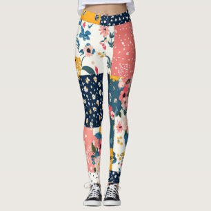 Vintage Blommigt Patchwork Mönster (4) Leggings