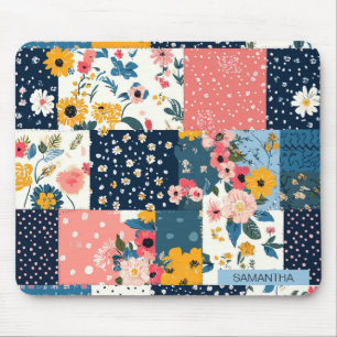 Vintage Blommigt Patchwork Mönster (4) Musmatta