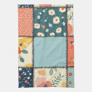 Vintage Blommigt Patchwork Mönster (6) Kökshandduk