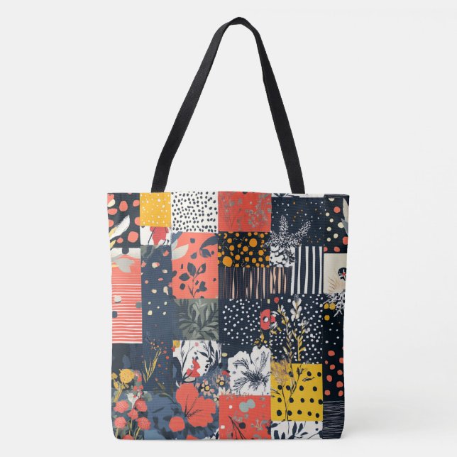 Vintage Blommigt Patchwork Mönster (7) Tygkasse (Framsida)