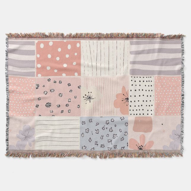 Vintage Blommigt Patchwork Mönster - Pastel (10) Filt (Framsidan)