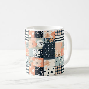 Vintage Blommigt Patchwork Mönster - Pastel (8) Kaffemugg