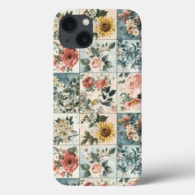 Vintage Blommigt Patchwork Stil Design (Baksida)