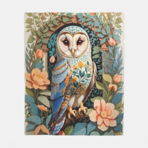 Vintage Blommigt Patterned Barn Uggla Fleecefilt