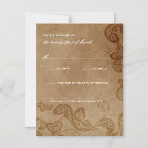 Vintage Blommigt Peacock Rustic Bröllop OSA Card Kort
