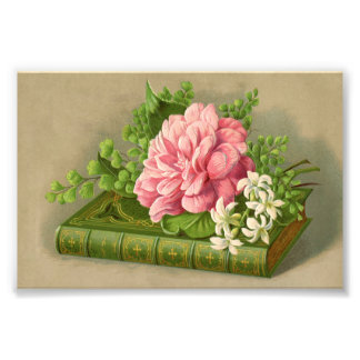 Vintage Blommigt Peony Classy Bok Elegant Fototryck