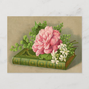 Vintage Blommigt Peony Classy Bok Elegant Vykort