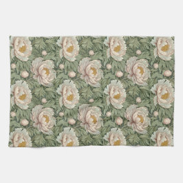 Vintage Blommigt Peony Patterned Kökshandduk