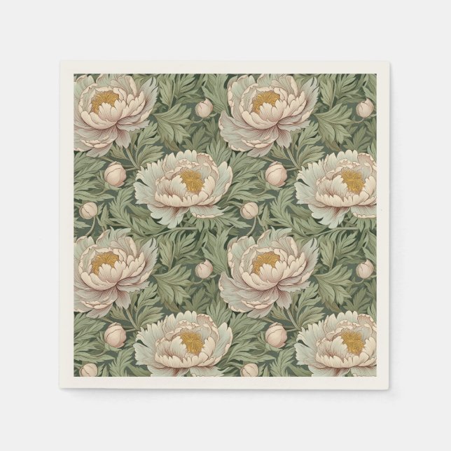 Vintage Blommigt Peony Patterned Papper Pappersservett (Framsidan)