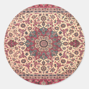 Vintage Blommigt Persian Carpet Mönster Runt Klistermärke