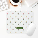 Vintage Blommigt Personlig musknapp Musmatta<br><div class="desc">Anpassningsbar-designad musknapp med elegant vintage blommönster med personlig namn/monogram.</div>
