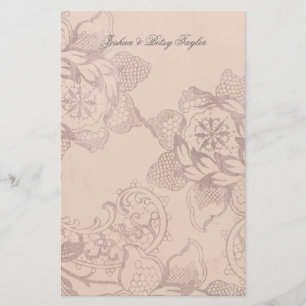 Vintage Blommigt Personlig Tack Stationery Brevpapper
