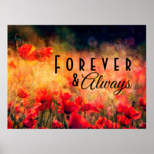 Vintage Blommigt Poppies Minnesnamn POSTER