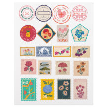 Vintage Blommigt Postage Frimärke & Kärlek Mail-kl