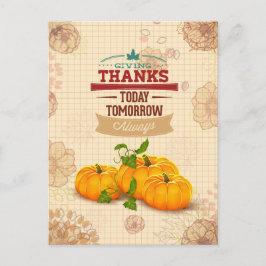 Vintage Blommigt Pumpkin Happy thanksgiving Vykort