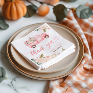 Vintage Blommigt Pumpkin Lastbil Baby Shower Pappersservett