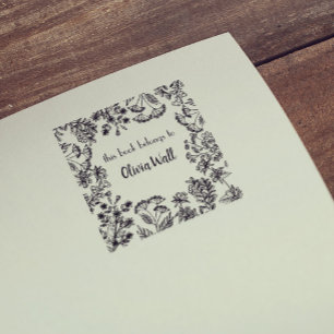 Vintage Blommigt Ram bokbord Ex Libris Bookish Stämpel