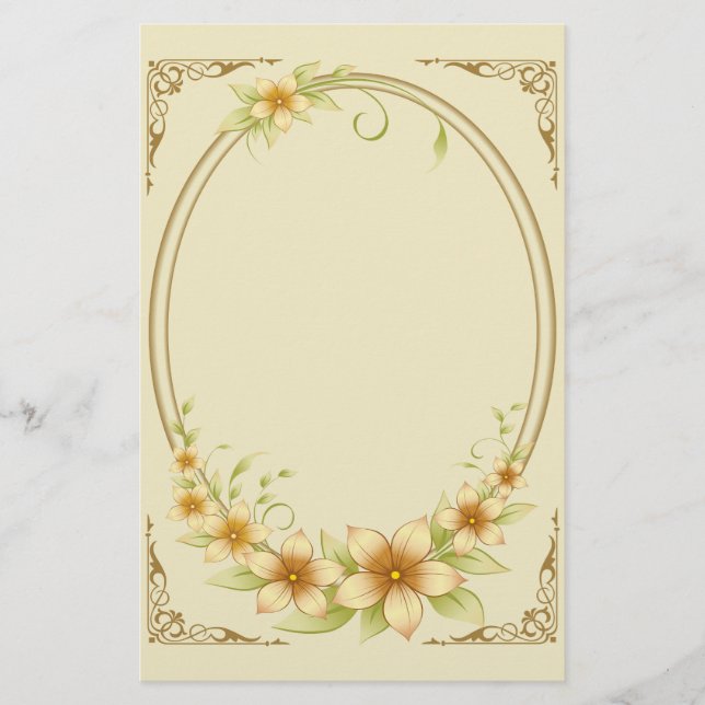 Vintage Blommigt Ram Brevpapper (Framsida)
