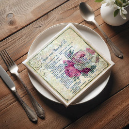 Vintage Blommigt Recept Ephemera Decoupage Pappersservett