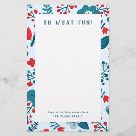 Vintage Blommigt Red & Blue Personal Helgdag Brevpapper