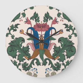 Vintage blommigt renaissance tapet. stor klocka